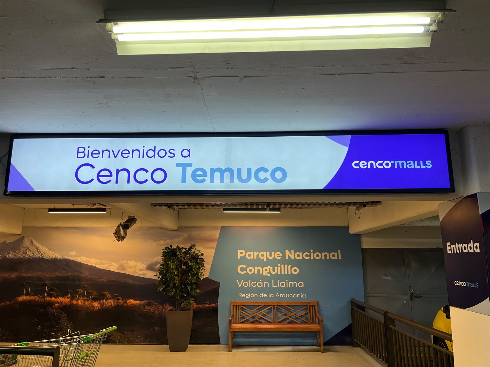 Letrero luminoso de bienvenida a Cenco Temuco